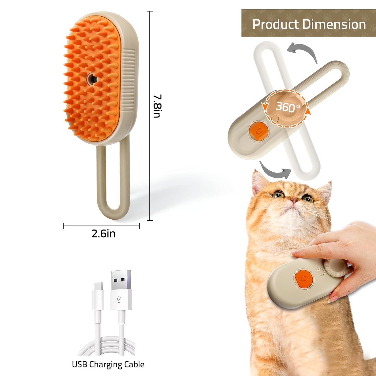 CEPILLO DE PELO PLEGABLE PARA PERROS Y GATOS