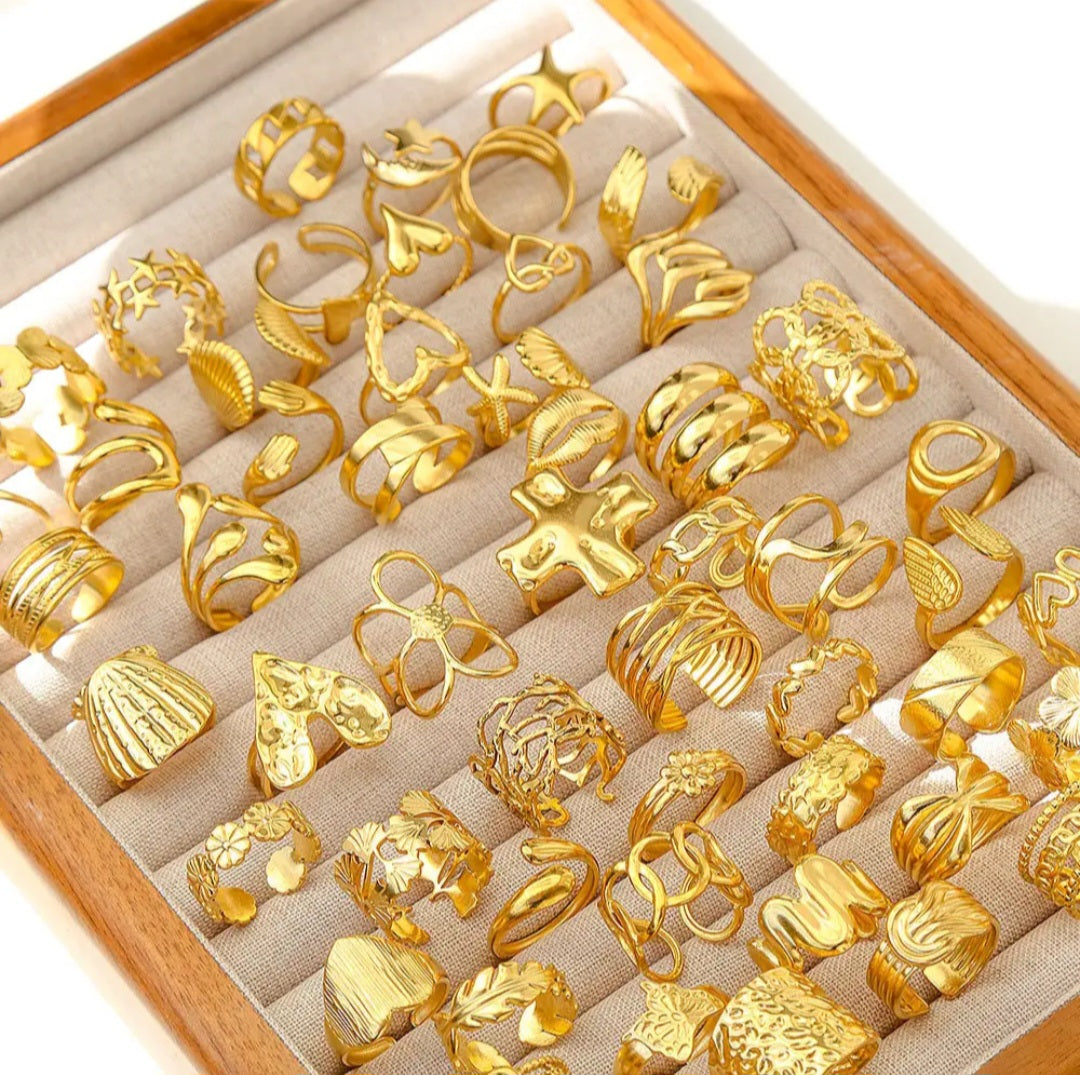 12 ANILLOS AJUSTABLES DE ACERO INOXIDABLE