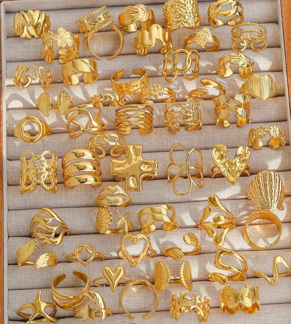 12 ANILLOS AJUSTABLES DE ACERO INOXIDABLE